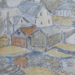 Milton Houses, Pencil and Watercolour, Elizabeth Cann, 4.75” x 6.75”, $350.00
