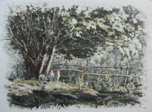 Hen, Rooster Hen, Rooster, Edition size: 50, 5.4" x 7.1" unframed $195.00, 14.5" x 16.25" framed $325.00