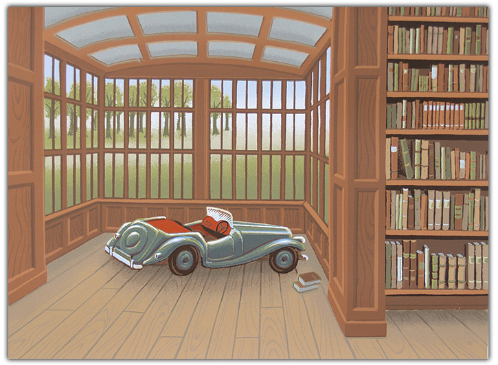 M.G. IN THE LIBRARY